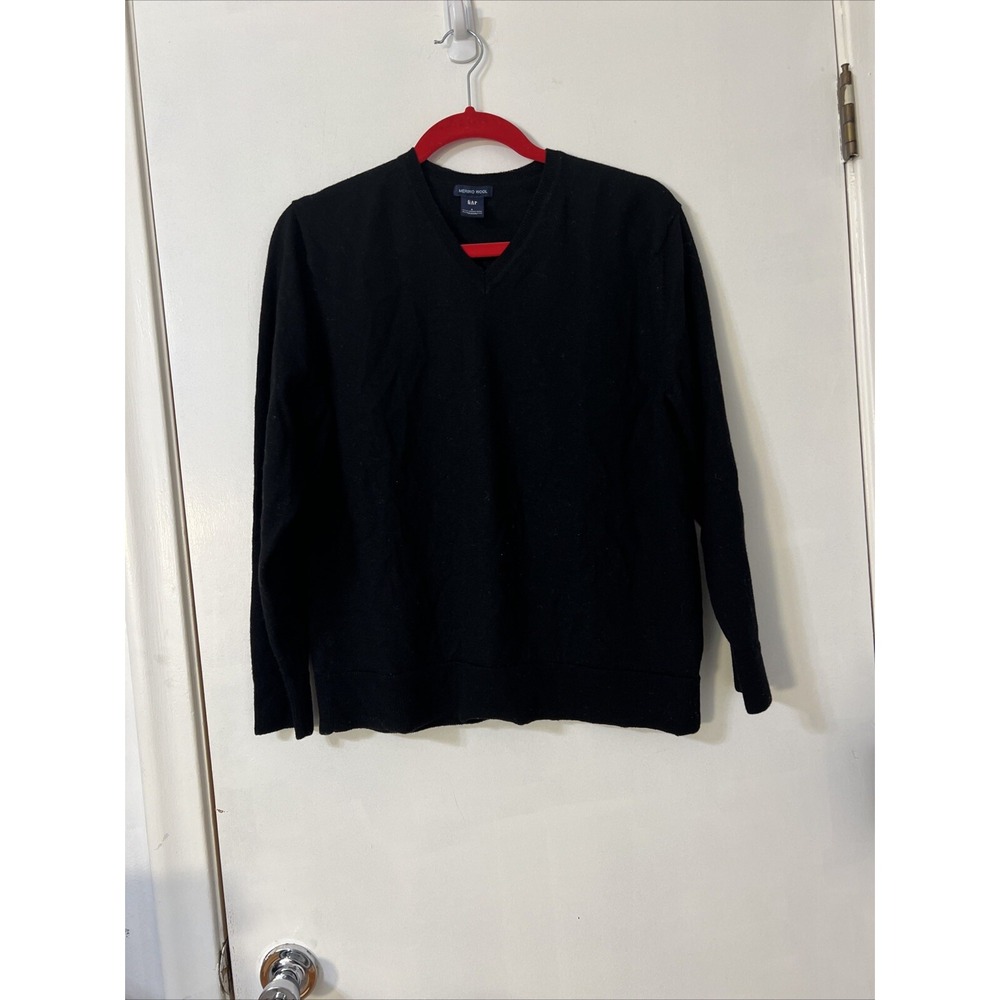 GAP Women's Merino Wool SweaterLong-Sleeve V-Neck Black Sweater Sz Large